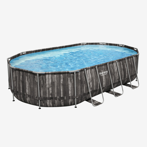  Piscine hors-sol tubulaire ovale Bestway Power Steel 610 x 366 x 122 cm + pompe de filtration