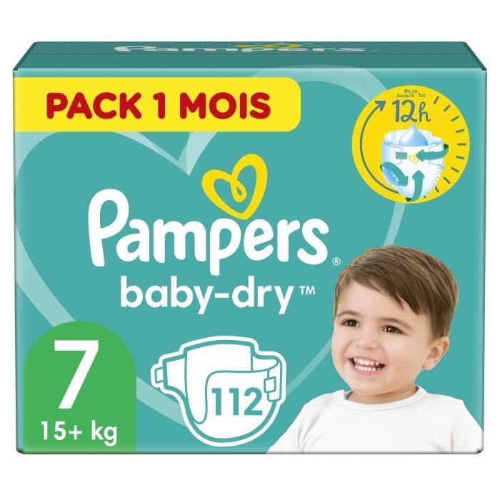 Pampers Baby-Dry Size 7, 112 Diapers - 1 Month Pack