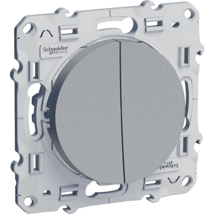 Interruttore a due vie Odace + pulsante - 10A - Connessione rapida - Alluminio