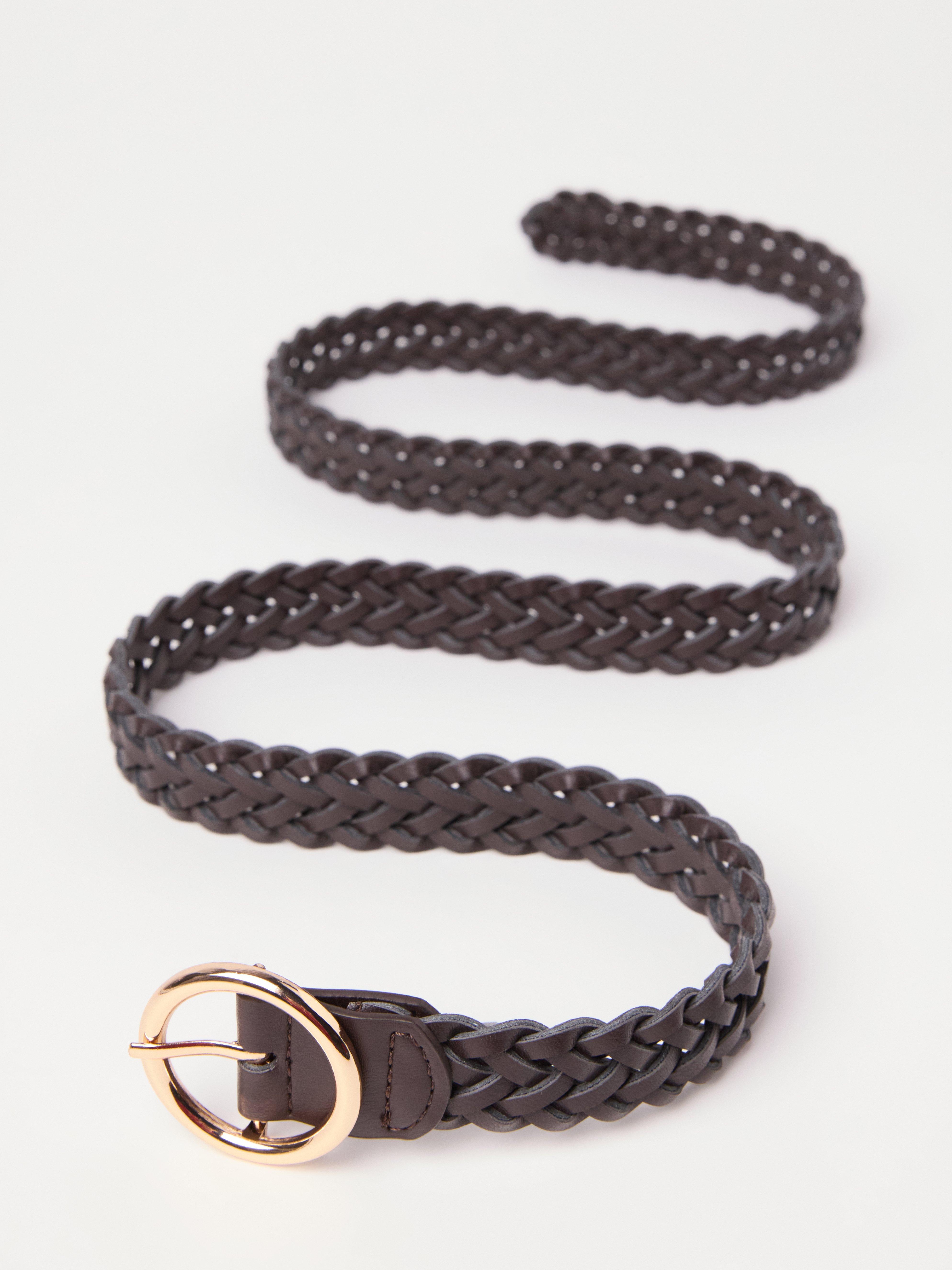 Ceinture tressée en similicuir marron foncé