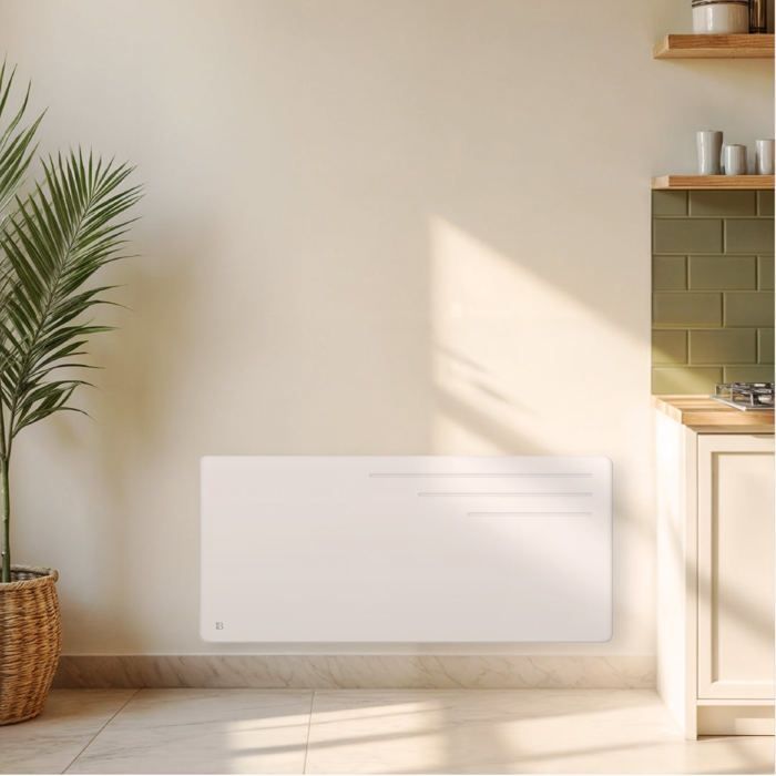 BESTHERM MOTU 2000W Cast Iron Dry Inertia Fixed Electric Radiator - Horizontal, White - NF
