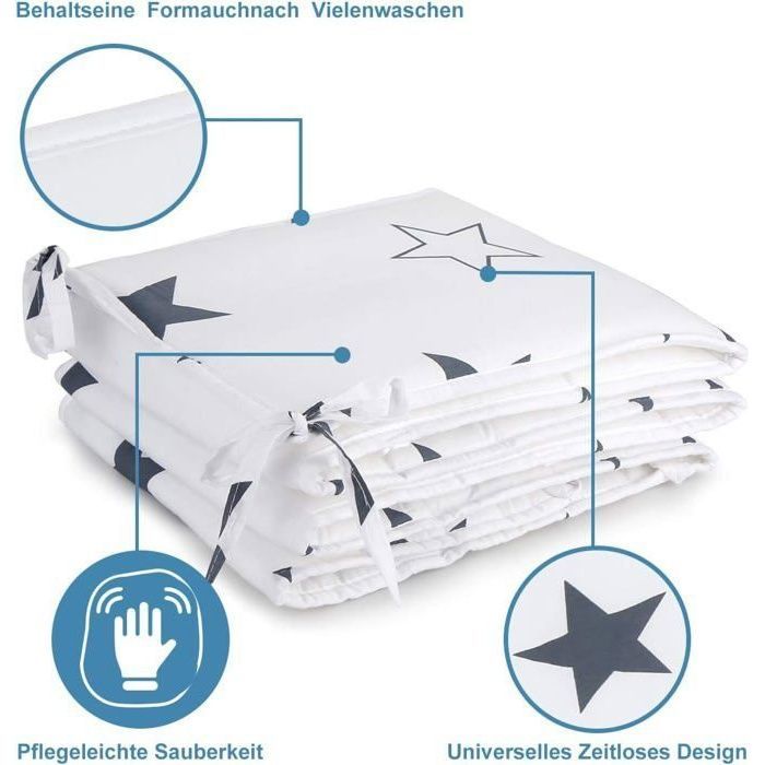 Tour de Lit de Protection pour Bb Protection de Tte Nid 180x28 cm Blanc avec Schrpen Multicolores