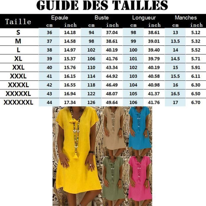 Robe longue femme v col mi-longue de Marque Manches courte Robe d'été femme Couleur unie
