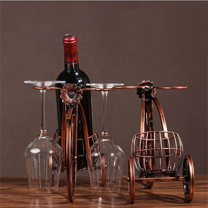 Botellero - Botellero vintage con forma de bicicleta - También se puede usar como soporte para copas de vino - Armario para vinos -