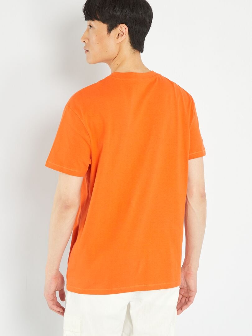 Camiseta de punto holgada con bolsillo - NARANJA