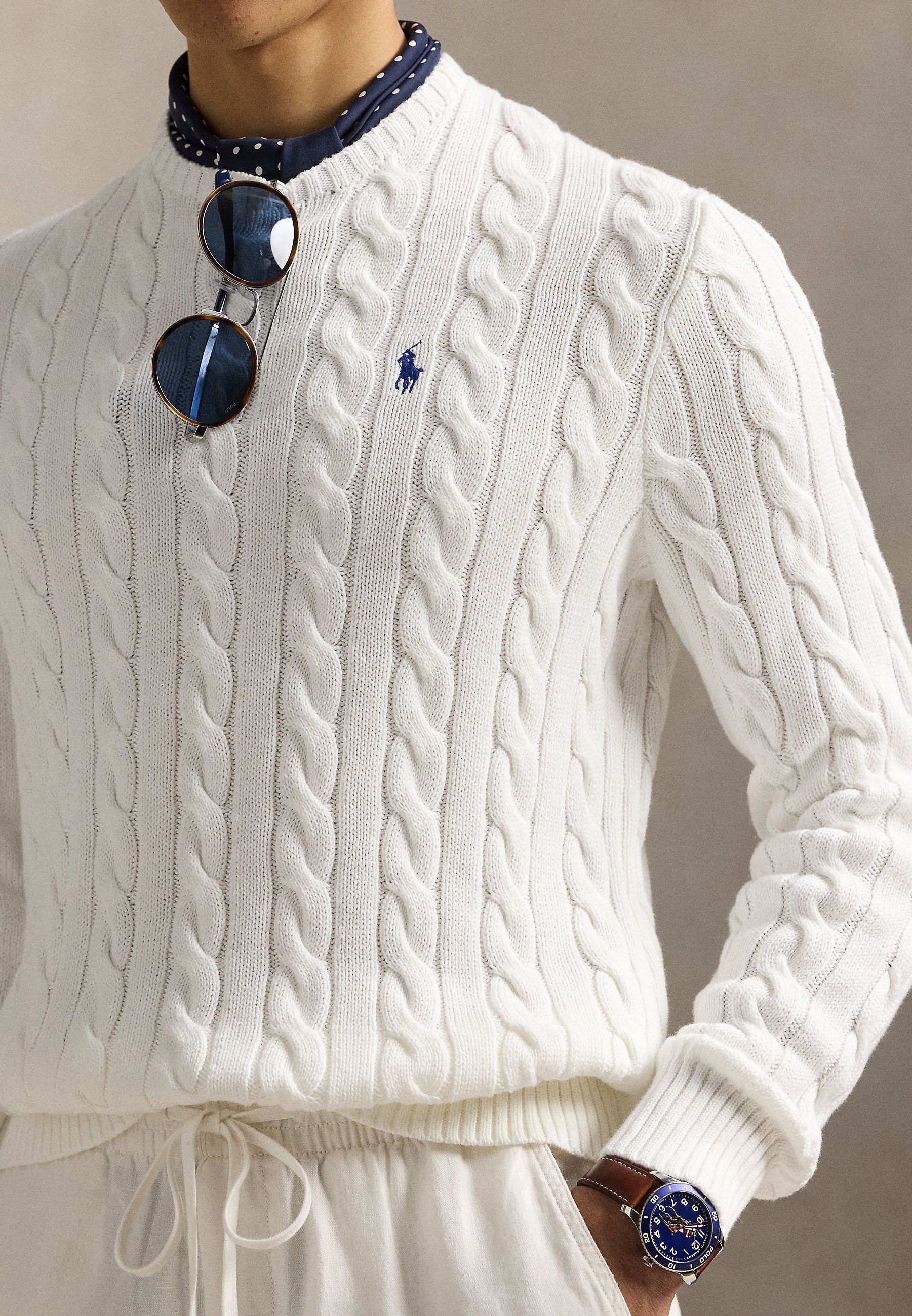 Polo Ralph Lauren kabelgebreide katoenen trui - Trui - wit