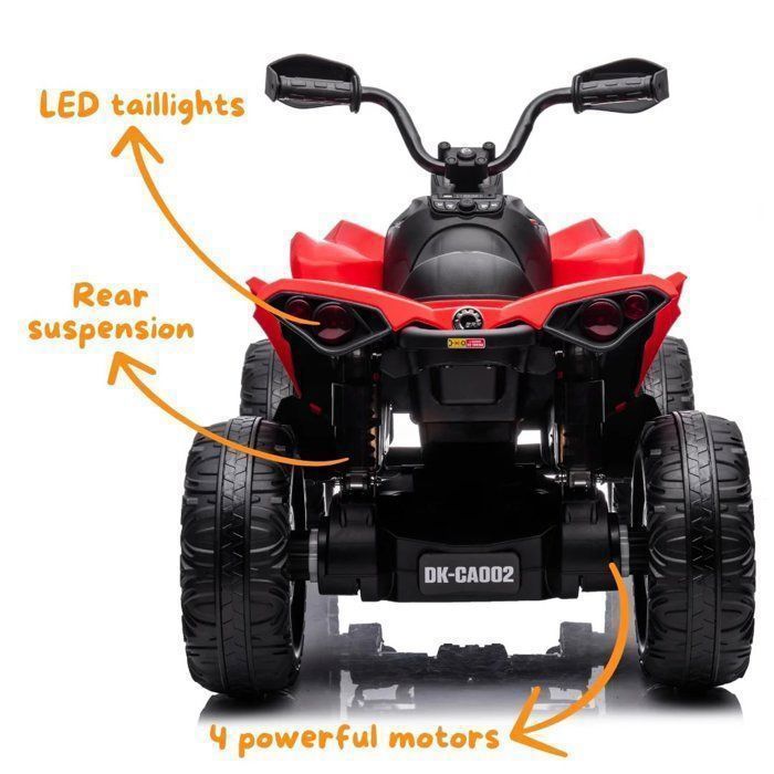 Quad eléctrico CAN-AM Renegade de 12 V - Rojo - Para niños de 3 a 7 años - Producto con licencia oficial - Tracción 4x4 - Neumáticos de EVA