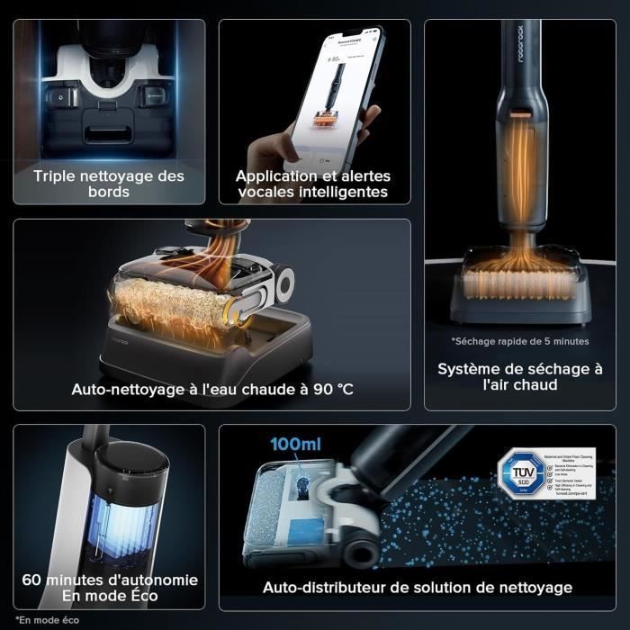 ROBOROCK F25 ACE COMBO - Aspirateur Laveur sans Fil 5-en-1 - Puissance 20 kPa - Lavage à Chaud à 90 °C - Auto-Nettoyage Automatique