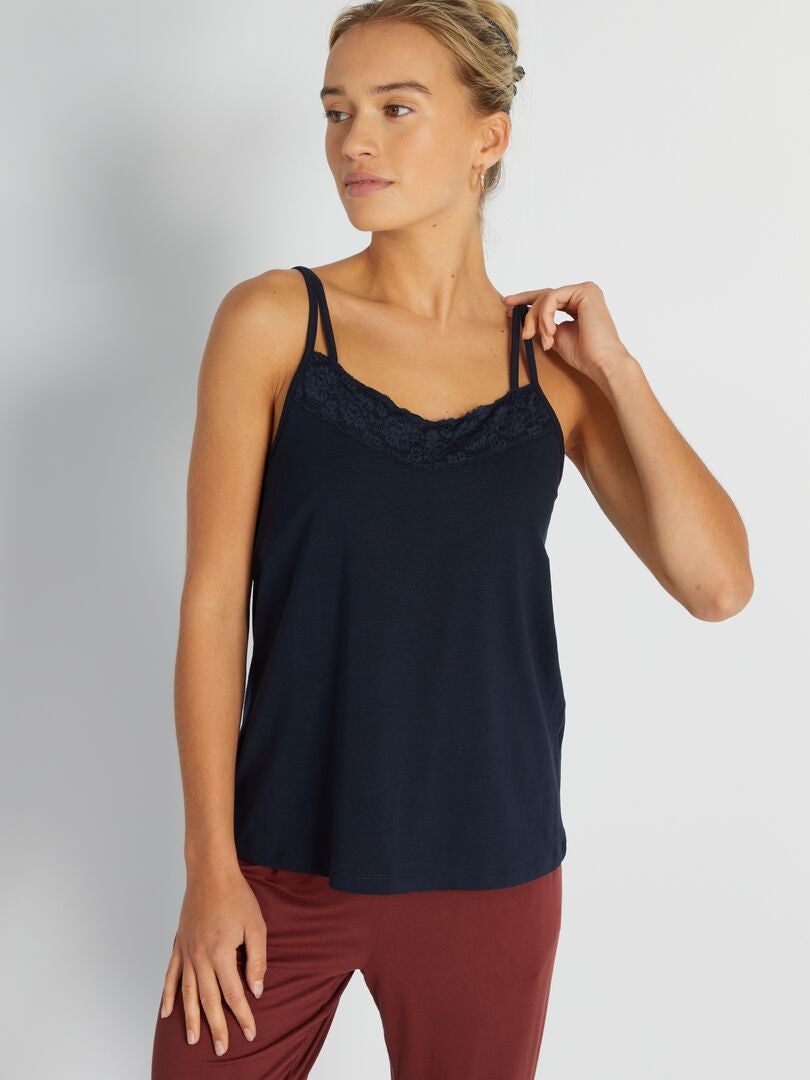 Nachtjapon voor na de operatie met dunne bandjes - BLAUW