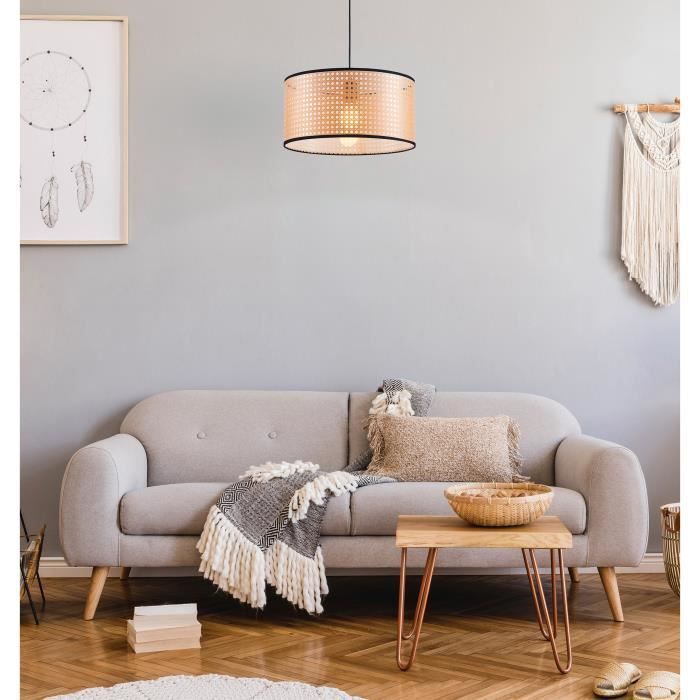 Imitation Cane Pendant Light - Ø 40 x H 140 cm - Black - MIKADO