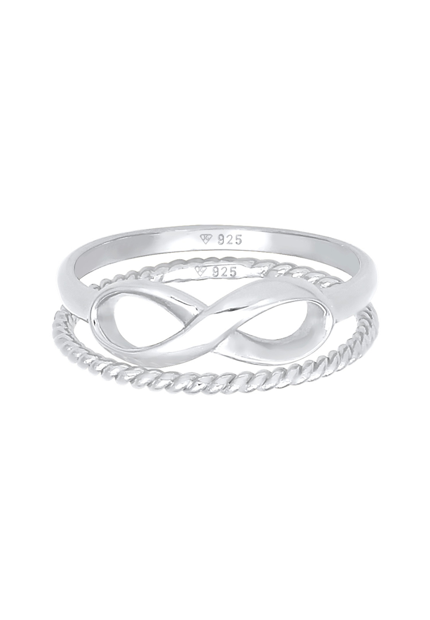 Elli Bague superposée pour femme Duo Infinity Twisted Basic Trend Blogger en argent sterling 925