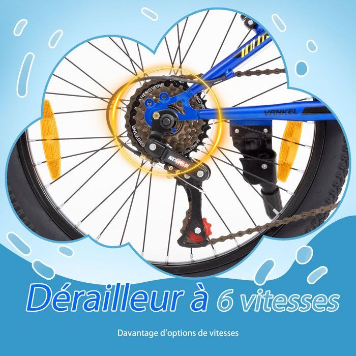 Bicicletta per bambini VANKEL da 20 pollici – Mountain bike per ragazzi/ragazze dai 6 ai 10 anni – Freni V-brake, velocità singola – Blu sportivo