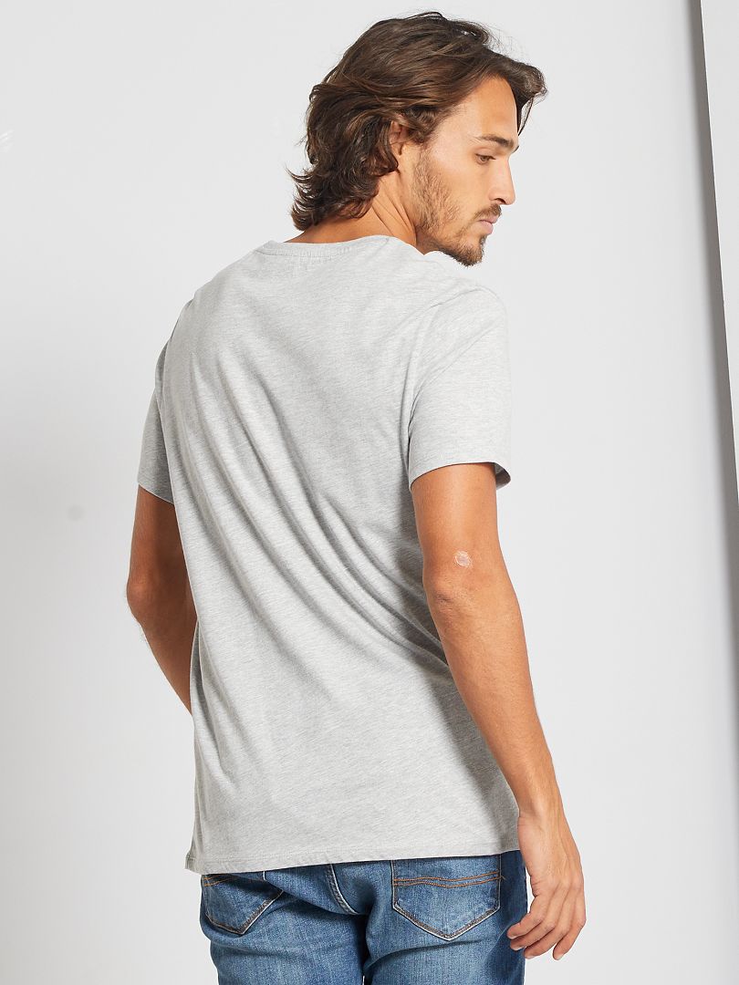 Camiseta lisa de malha, corte reto - cinza claro