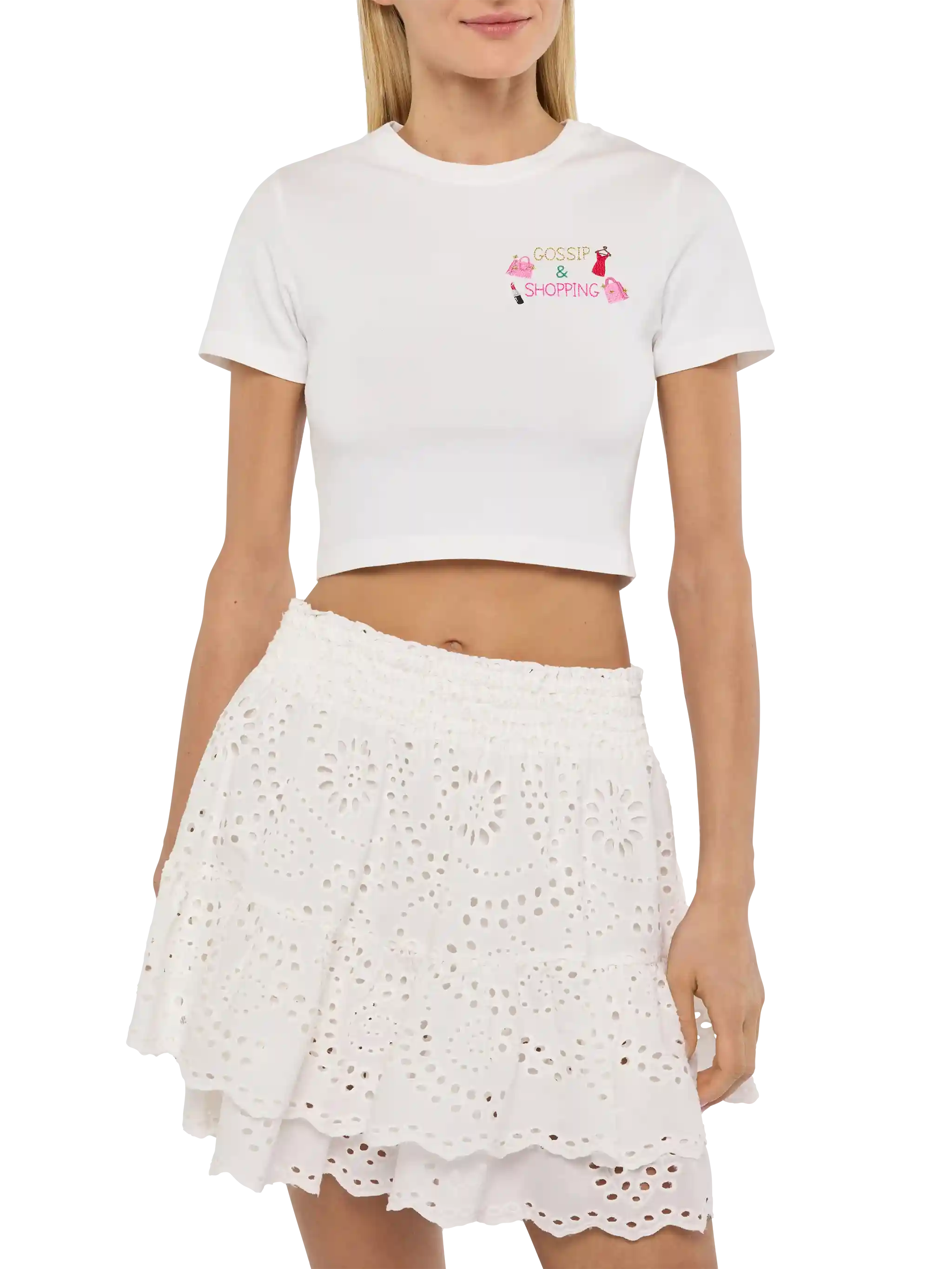 Gossip & Shopping Nives geborduurd katoenen T-shirt