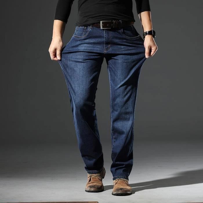 Pantalones vaqueros rectos elásticos para hombre, estilo otoño/primavera - Azul - INSFITY - Talla estándar