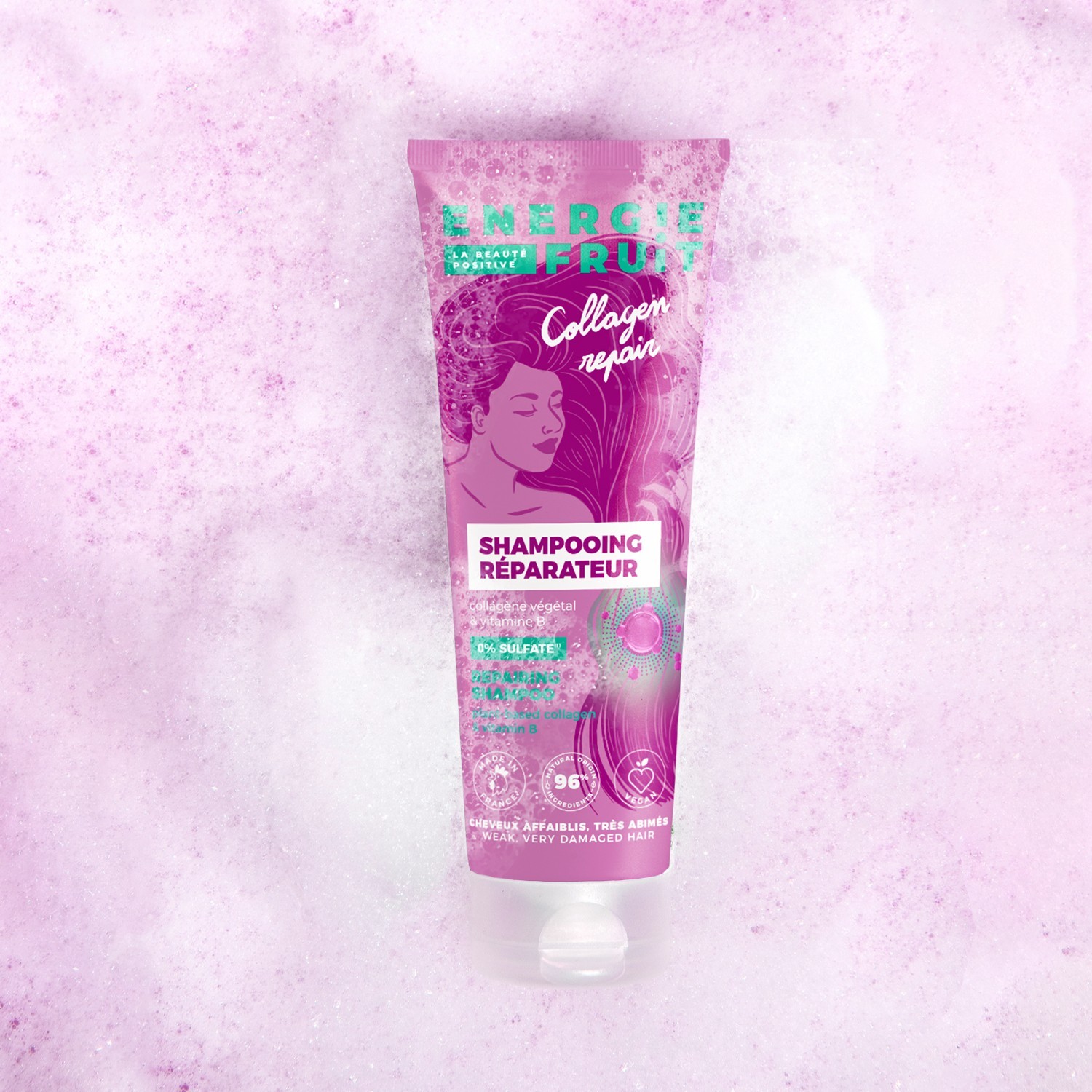 Energie Fruit shampooing collagen repair sans sulfate - cheveux tres abimes - collagene vegetal & vitamine b