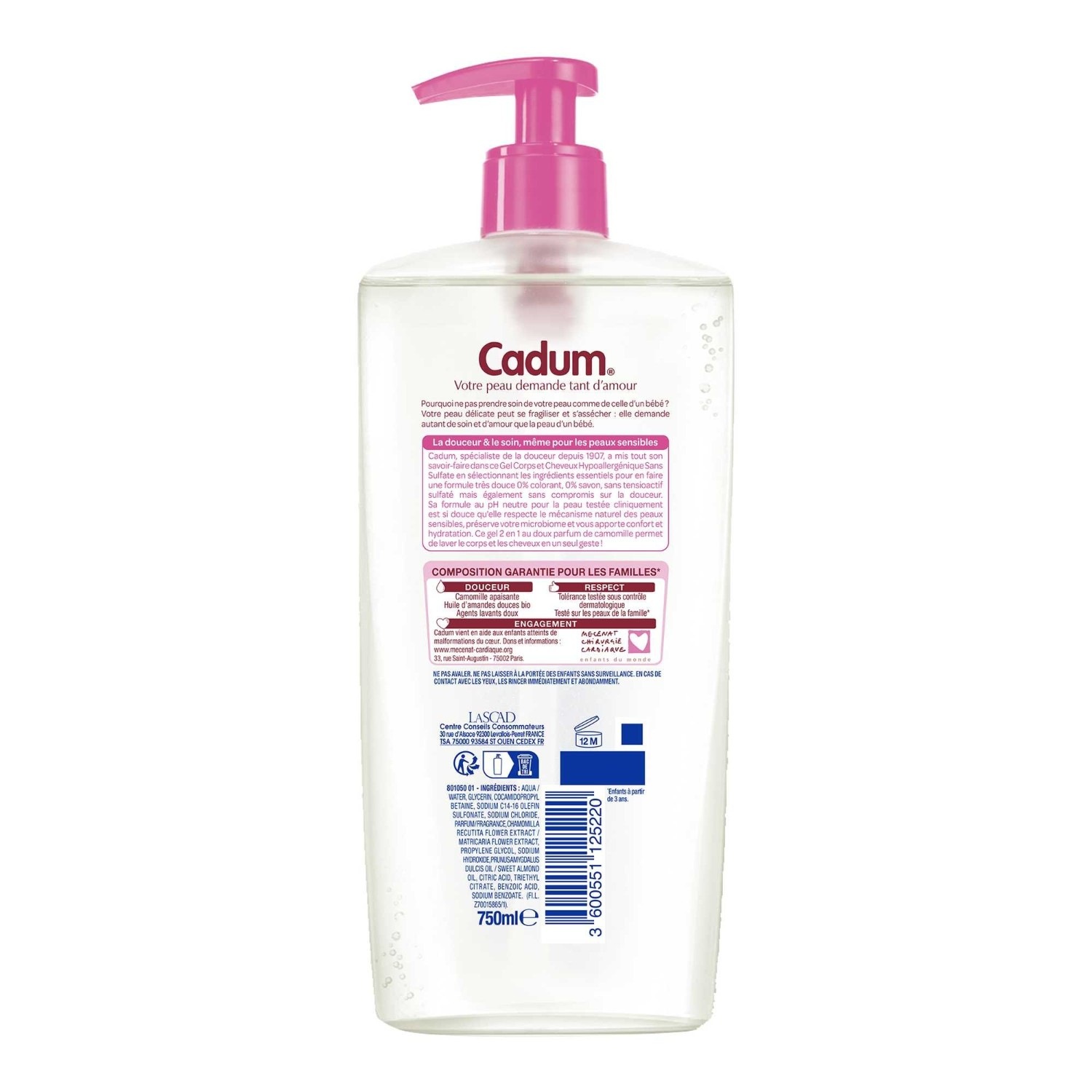 Cadum Gel Corps et Cheveux Hypoallergénique Sans Sulfate Camomille