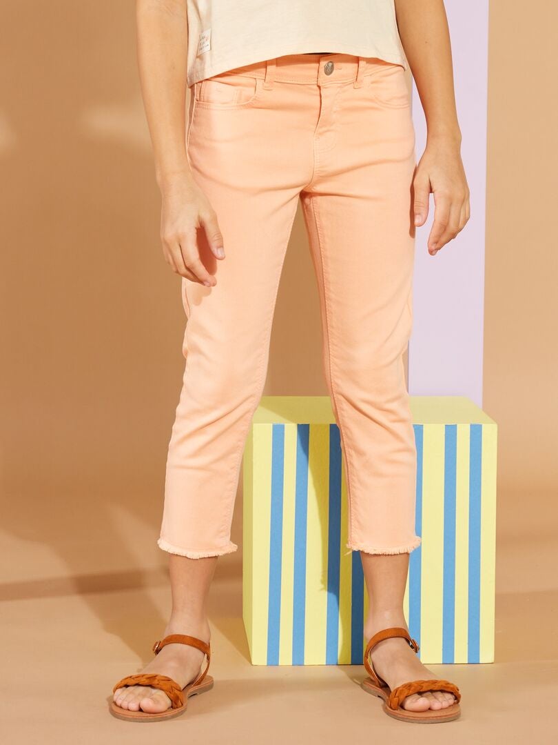 Calça capri skinny de cintura alta - LARANJA