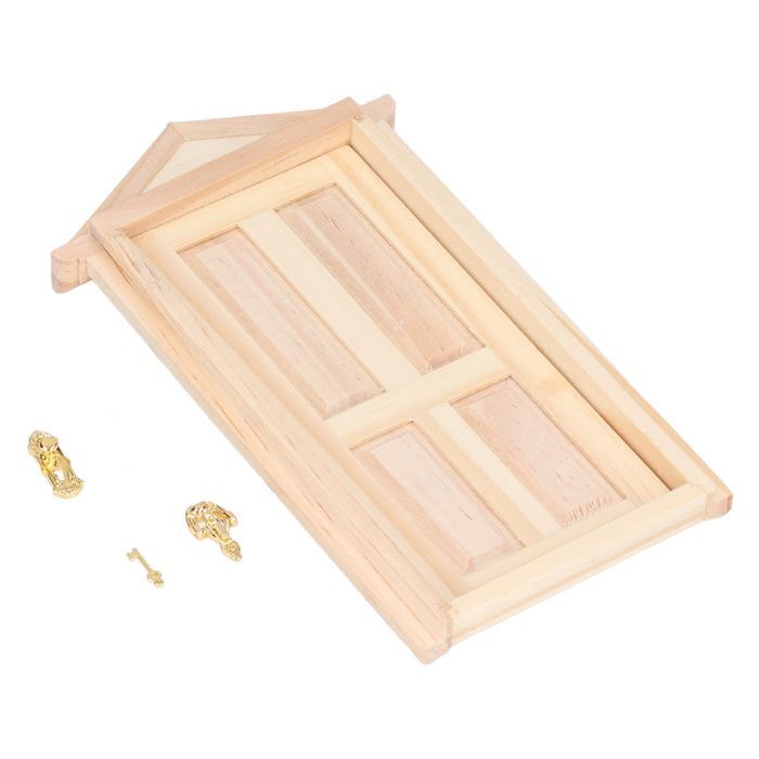 Miniature Wooden Door 1:12 Birch Wood Miniature Door with Arrow Design Dollhouse Furniture Accessories