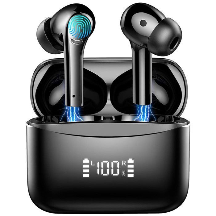 Auriculares inalámbricos con cancelación de ruido TOPESCT con ANC y ENC, Bluetooth 5.3, pantalla LED, resistencia al agua IP7, 35 horas de duración de la batería, sonido estéreo.
