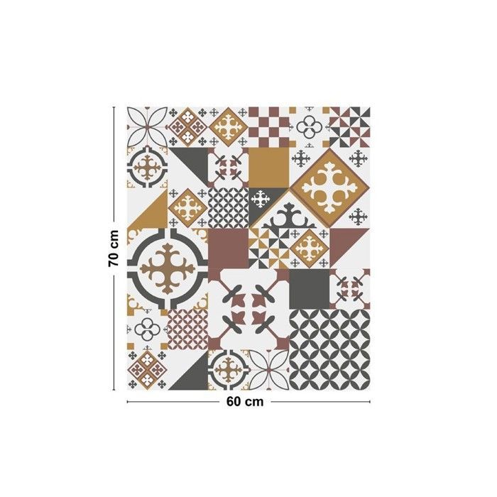 Fond de hotte en aluminium - effet carreaux de ciment orange - 70x60 cm - 99 Déco