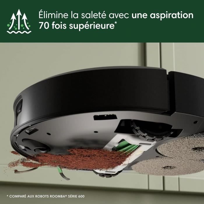 iRobot Roomba Plus 505 Schwarz – Multifunktionale Basisstation – Warmluft-Wasch- und Trockenwischpads – PrecisionVision KI