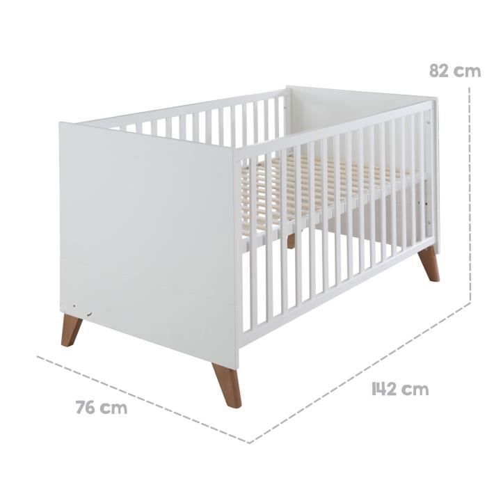 Conjunto para habitación infantil: Cuna convertible de 70 x 140 cm + cambiador - OLE - ROBA - Roble oscuro / Blanco