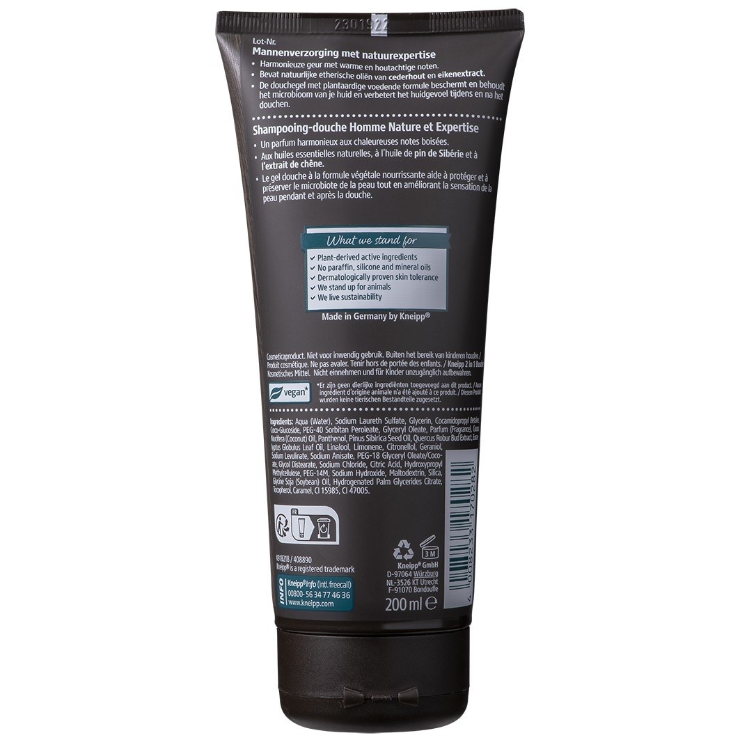 Kneipp Sprchový gél na vlasy a telo Kneipp MEN 2-v-1 ŠAMPÓN SPRCHOVÝ TEPLÝ LES - 200 ml