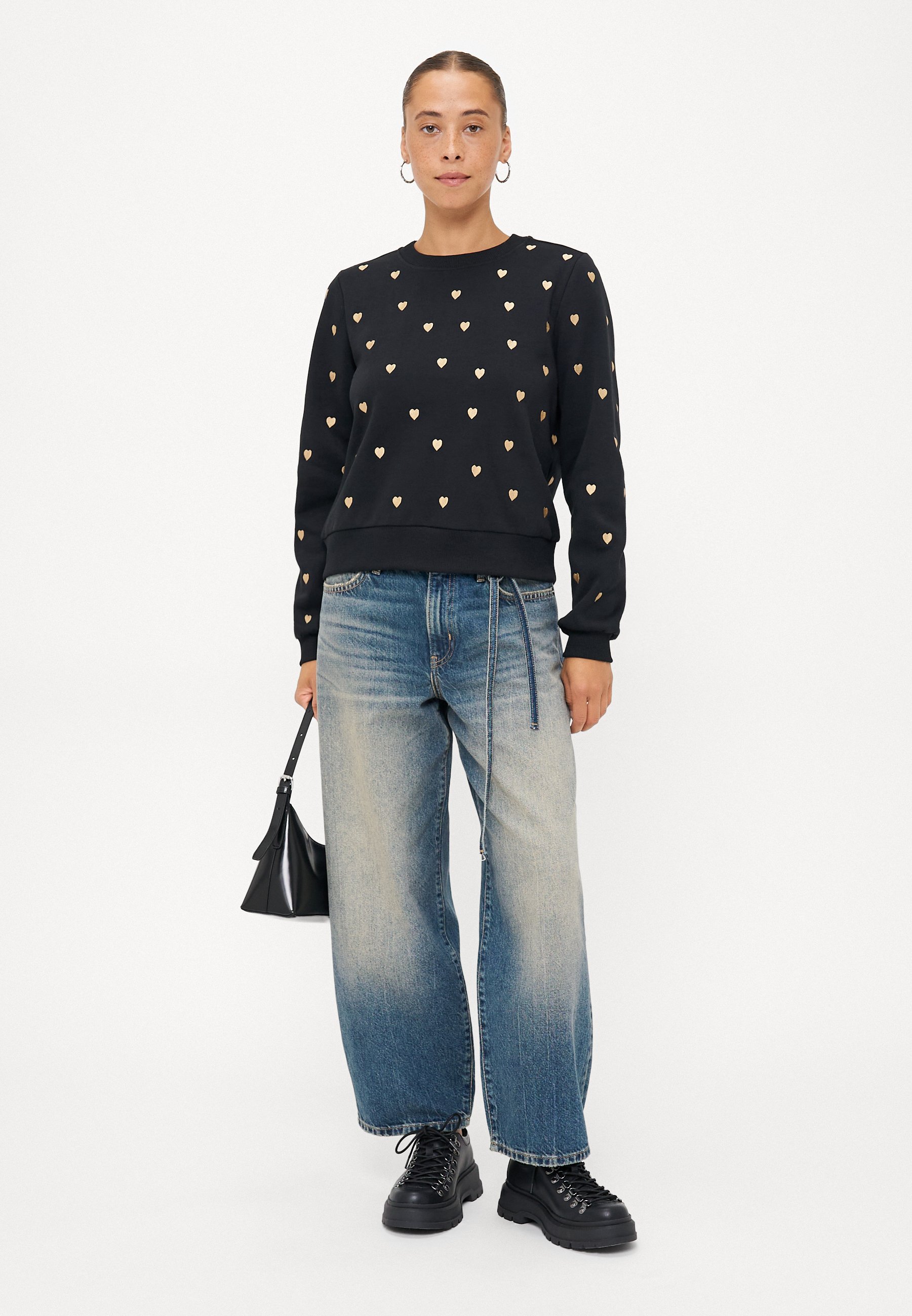 UNIQUEMENT Petite ONLATIKA Col rond à paillettes - Sweat-shirt - noir/doré