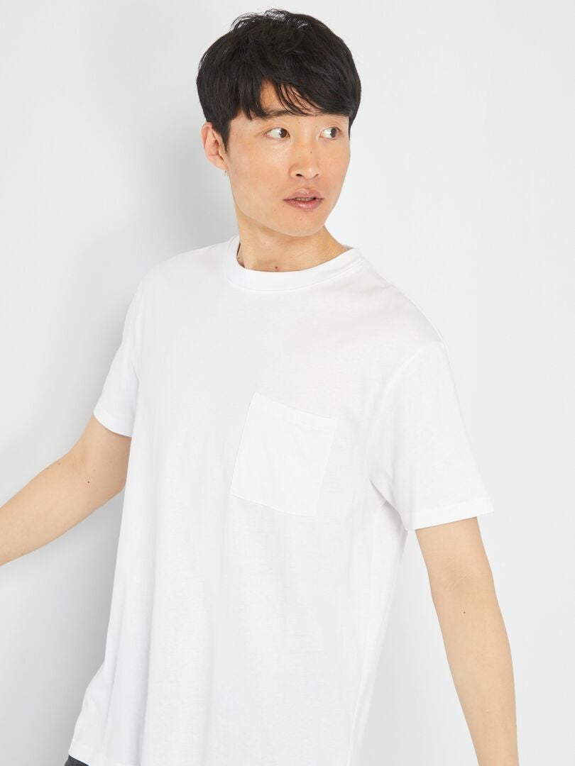 Camiseta de malha folgada com bolso - Branca