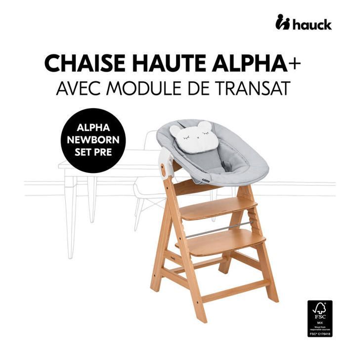Chaise haute avec siège nouveau-né Alpha Newborn Set Pre Nature Grey - HAUCK