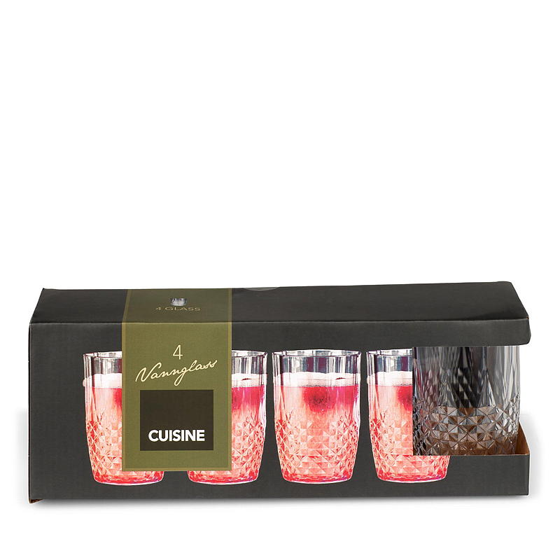 Cuisine waterglazen, 4 stuks, 45 cl, kristalhelder plastic.