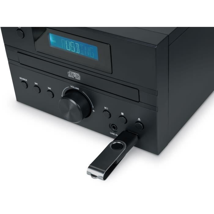 Sistema micro Hi-Fi Bluetooth - THOMSON - Legno/Nero - Radio FM/CD/MP3/USB, 20W RMS, sintonizzatore FM RDS, jack per cuffie, telecomando, alimentatore 230V