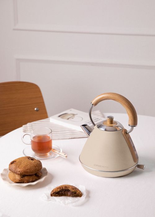 Bouilloire Électrique - Design Rétro - Acier Inoxydable - 1L/1,7L - Sécurité Automatique