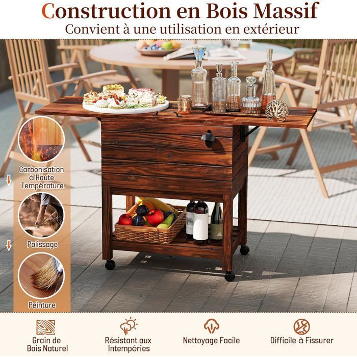 Cubitera GIANTEX con ruedas, gran capacidad 50 L, con 2 bandejas extensibles, 127 x 42,5 x 74 cm