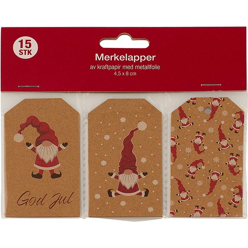 Hem Presentetikett 15-pack Santa Claus Kraft