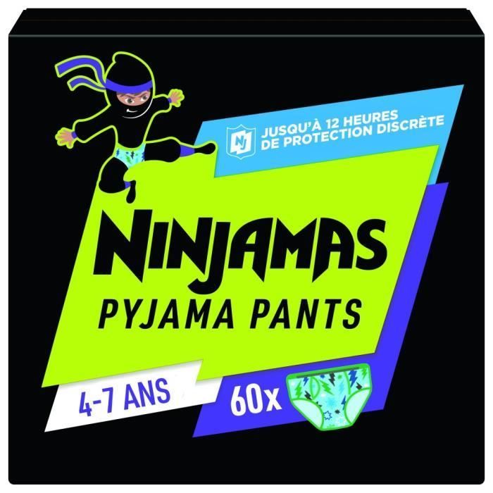 Pañales desechables - Pañales de entrenamiento Ninjamas - Niño - 60 pañales para la noche - Paquete de 1 mes