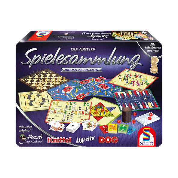 The large game collection in a metal tin