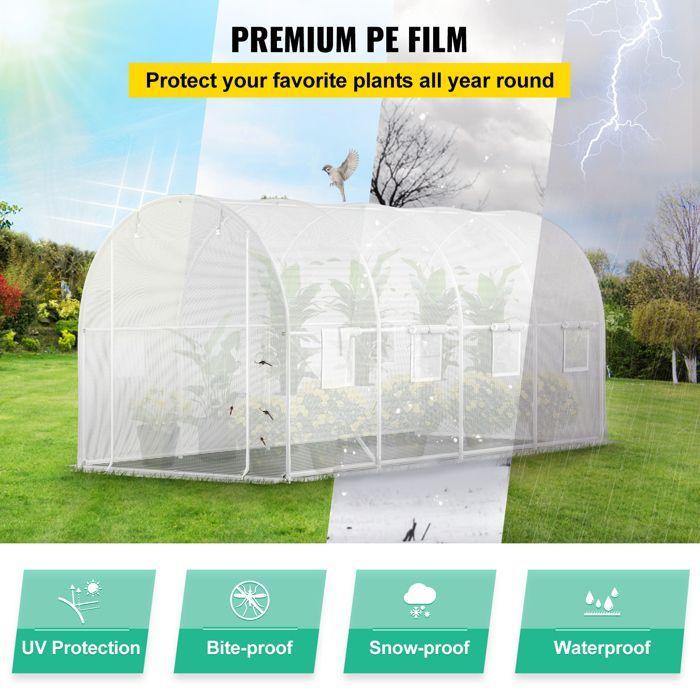 Serra da giardino - DUOKU - Mophorn-TG-1577WHITE - 4,6 x 2,1 x 2,1 m - Acciaio zincato - Bianco