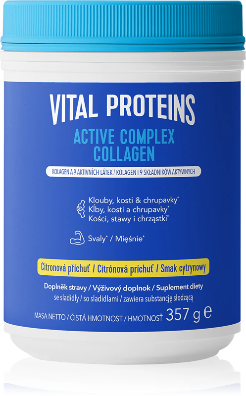 Vital Proteins Active Complex Collagen, suplemento alimentar em pó para preparar uma bebida que auxilia na saúde das articulações.
