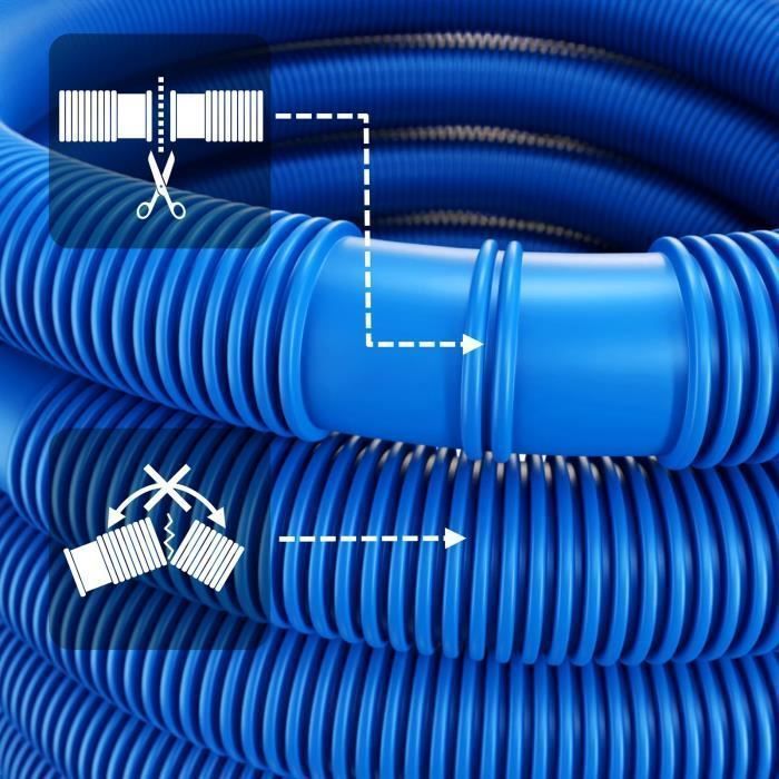 Manguera flexible azul de 14 m y 32 mm de diámetro para piscinas, con manguitos separadores, manguera para bomba, manguera de agua para riego de estanques.