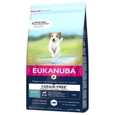 Eukanuba Alimento para adultos de razas pequeñas y medianas sin cereales con salmón