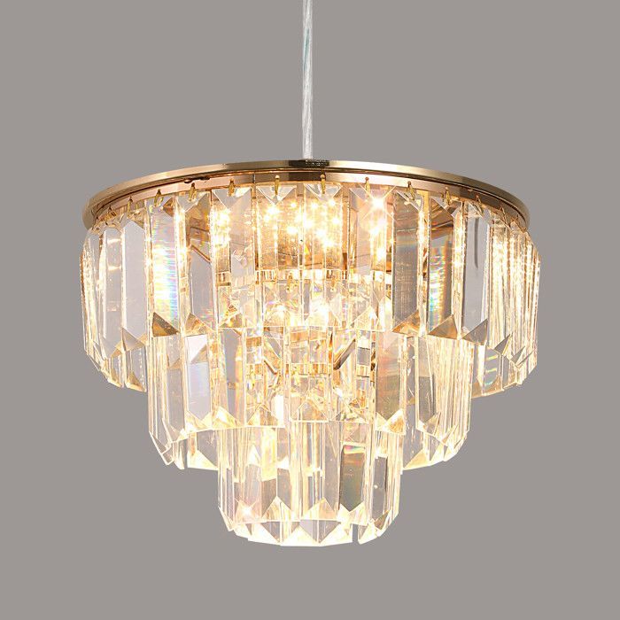Cristal Lampe suspendue Fer Plafonnier LED Lustre Salle à manger Cuisine 24W