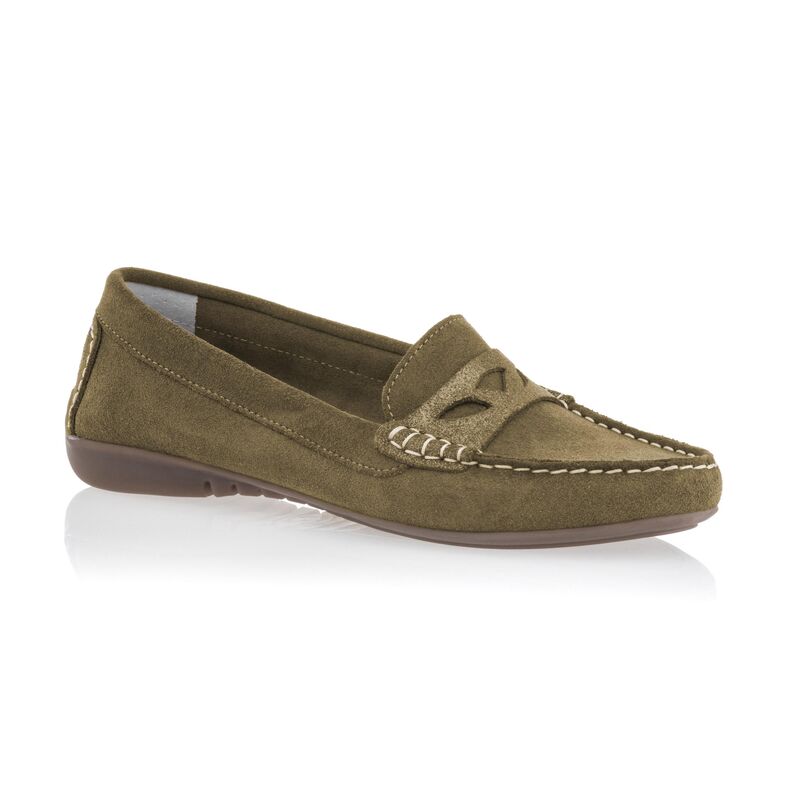 Grüne Damen-Loafer/Bootsschuhe