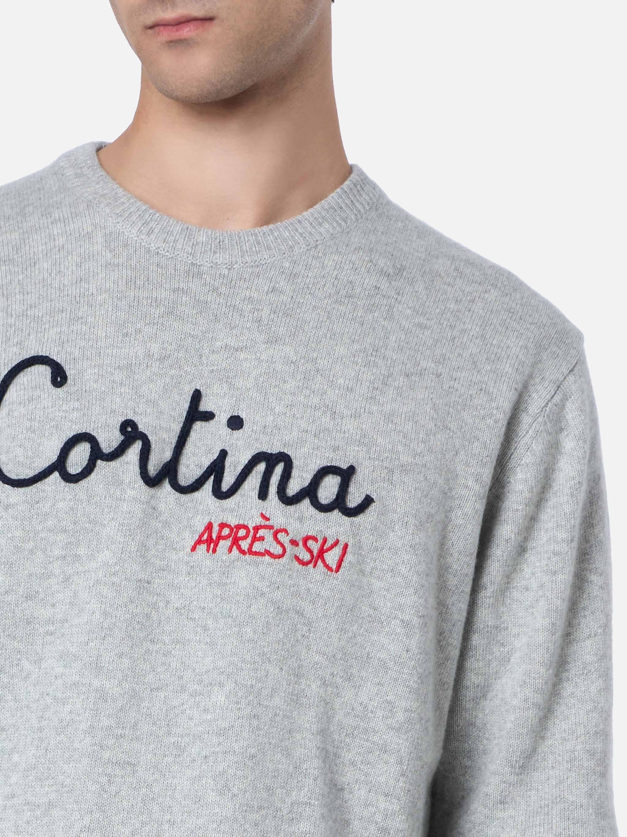 Pull Airone gris pour homme avec broderie Cortina après-ski