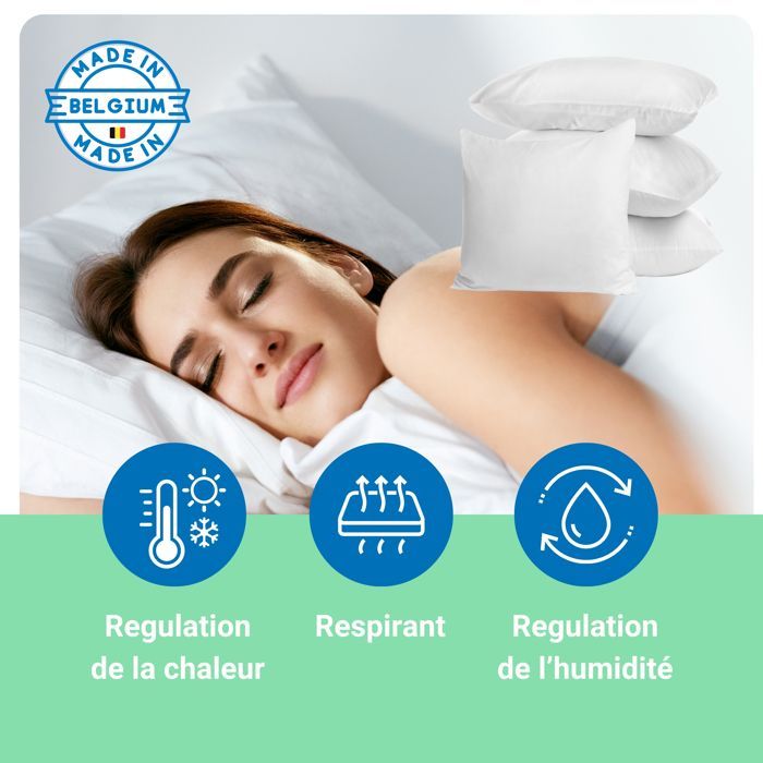 Pack 4 Nubes - Juego de 4 almohadas de 60x60 cm | Comodidad de hotel | Hipoalergénicas y con certificación OEKO-TEX® | Fabricadas en Bélgica