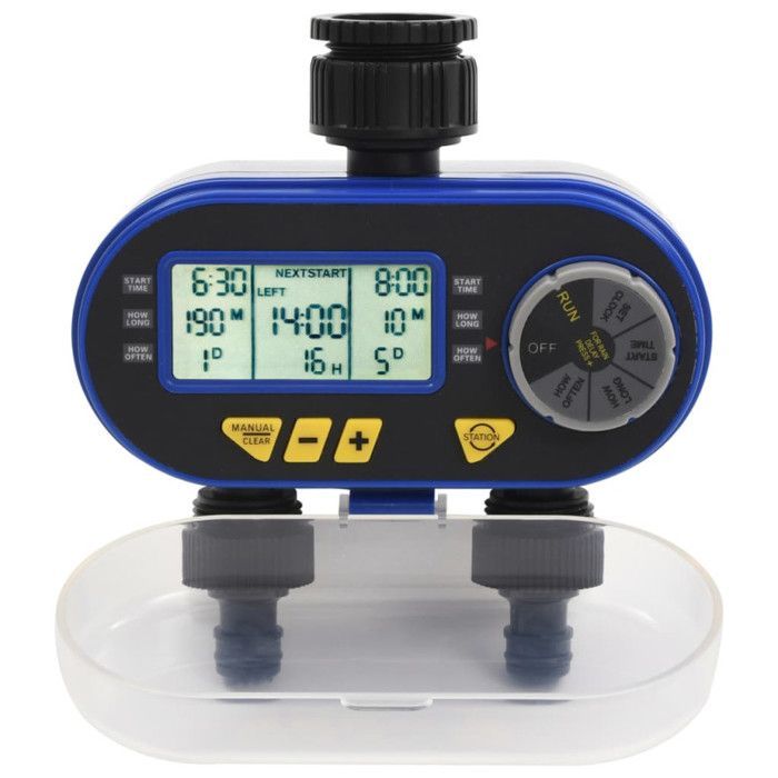 vidaXL Minuterie Numérique Automatique d'Arrosage et Sortie Double Irrigation Pelouse Jardin Arrière-cour Serre Parterre de 48039