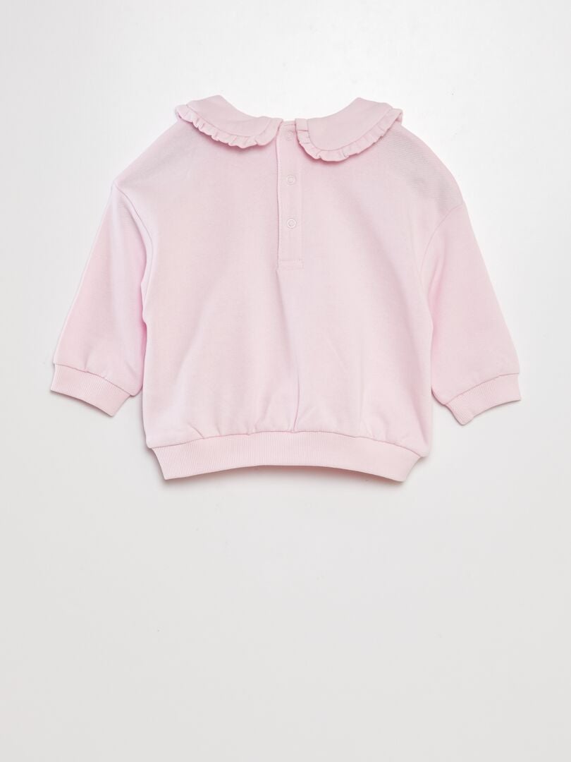 Moletom de algodão com gola claudine - ROSA