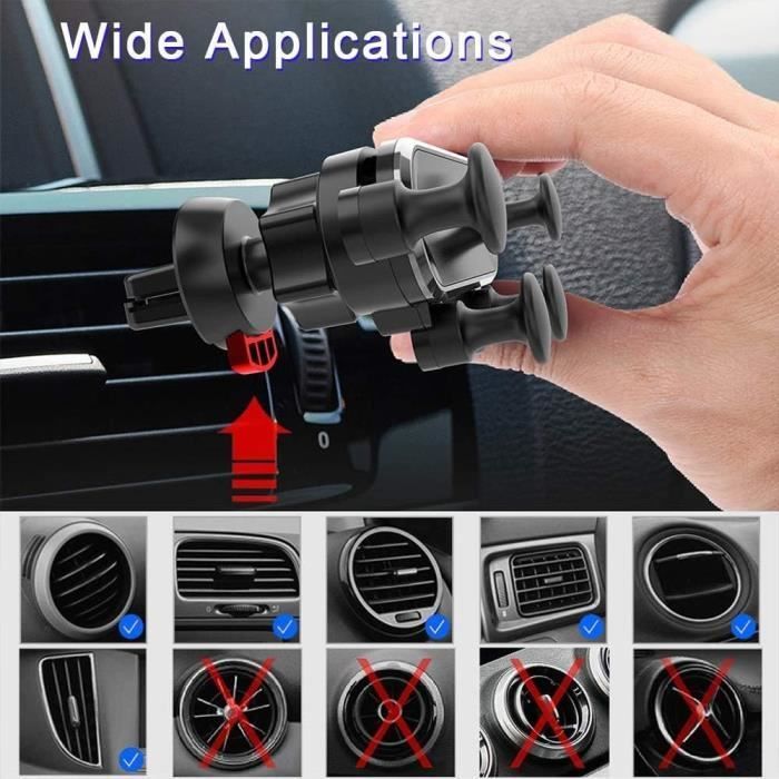 Soporte para teléfono de coche, soporte universal por gravedad para teléfono, montaje en rejilla de ventilación con rotación de 360° (4,7