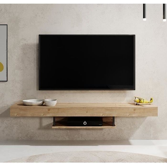 Wandgemonteerd tv-meubel | Tv-standaard voor de woonkamer | Tv-beugel | B 150 x D 29,6 x H 22 cm | Mat saffierblauw | Aydin-model